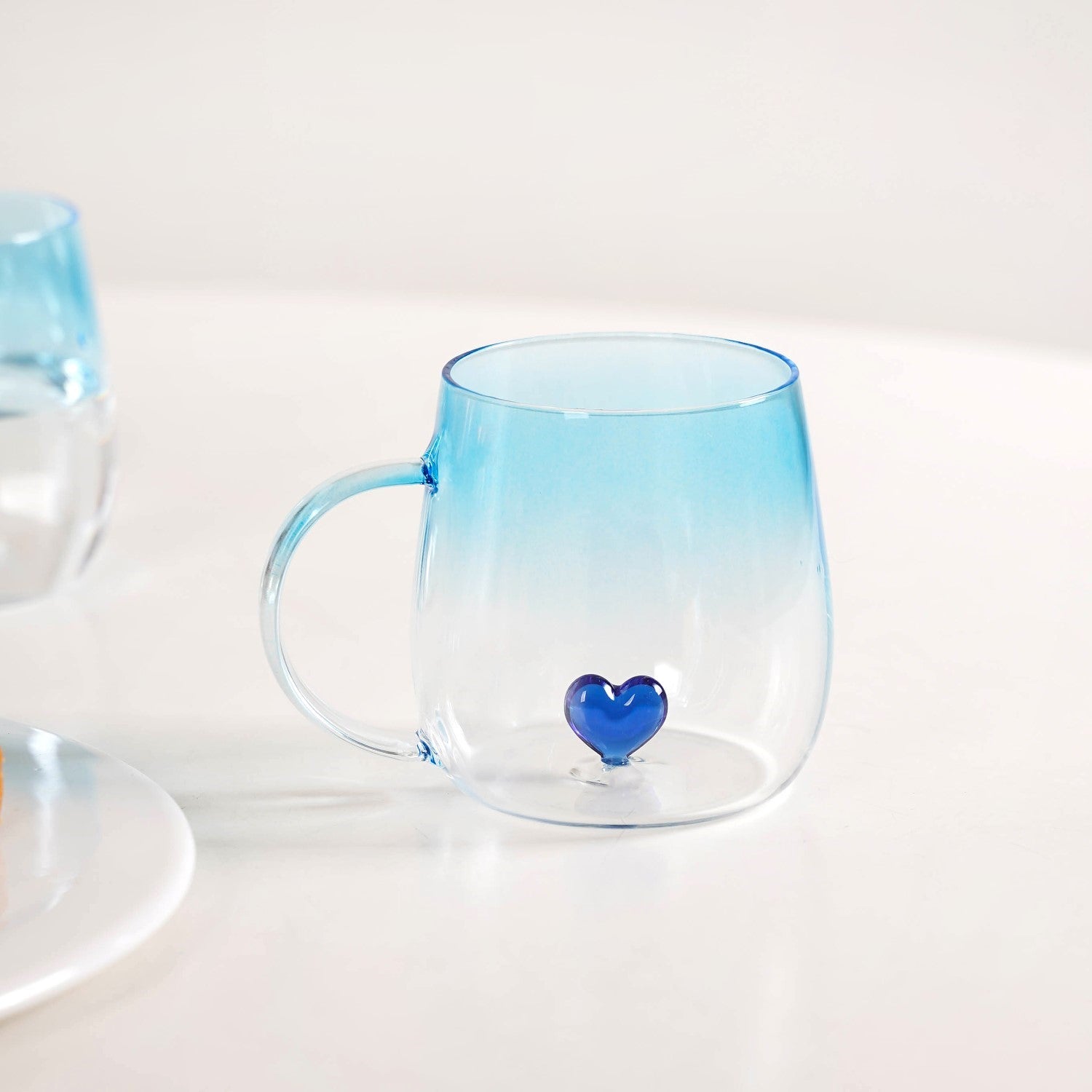 3D Blue Heart Ombre Mug Set Of 2 450ml