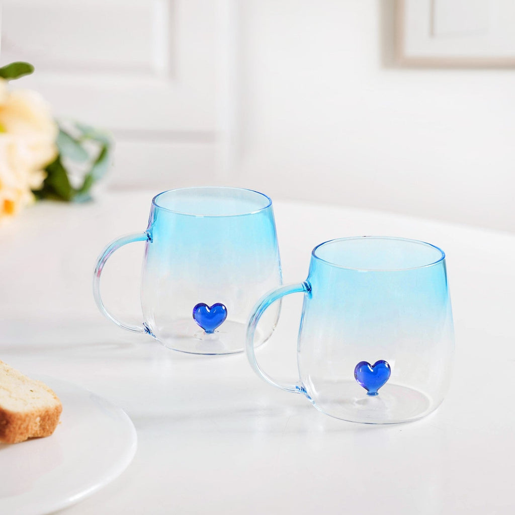 3D Blue Heart Ombre Mug Set Of 2 450ml