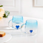 3D Blue Heart Ombre Mug Set Of 2 450ml
