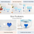 3D Blue Heart Ombre Mug Set Of 2 450ml