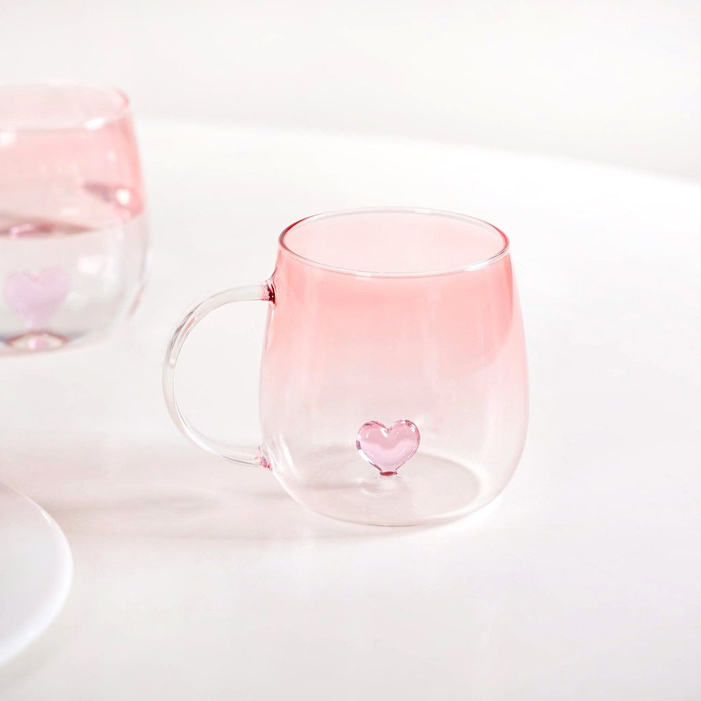 3D Pink Heart Ombre Mug Set Of 2 450ml