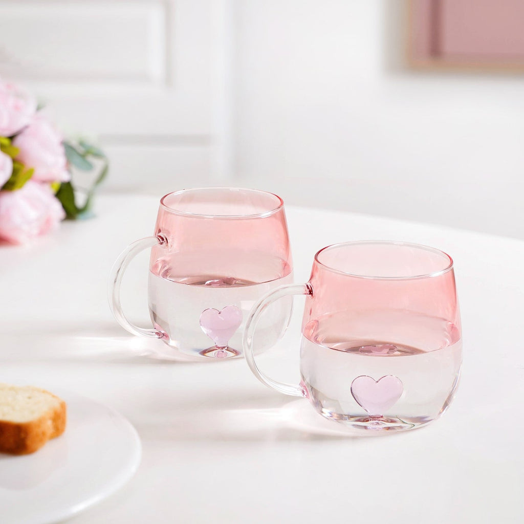 3D Pink Heart Ombre Mug Set Of 2 450ml