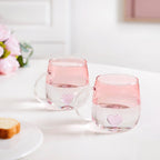 3D Pink Heart Ombre Mug Set Of 2 450ml