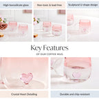 3D Pink Heart Ombre Mug Set Of 2 450ml