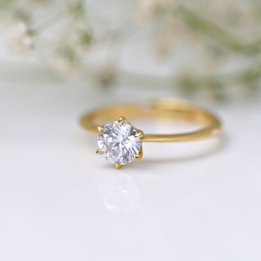 Celestial Solitaire Diamond Ring | 18K Gold Vermeil