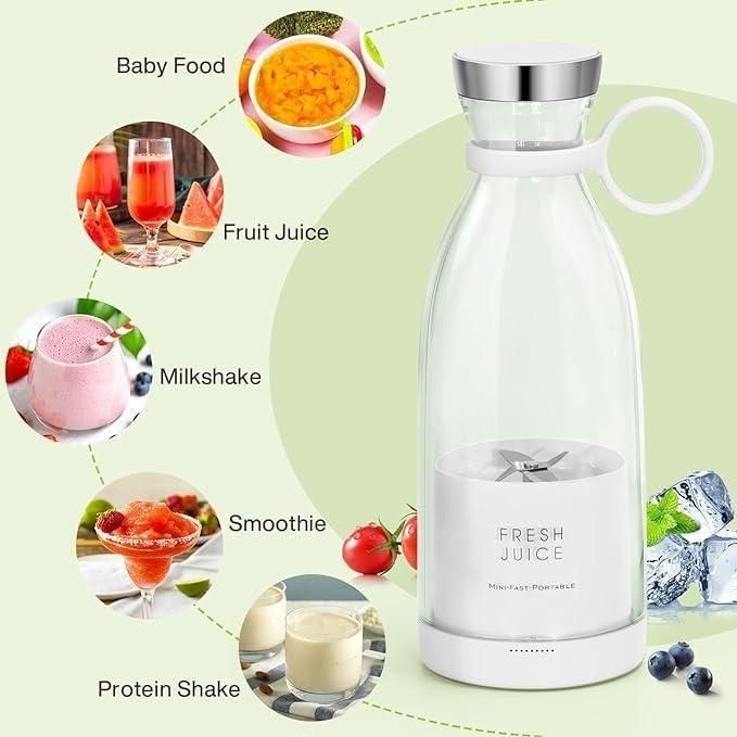 Travel Portable Mini USB Juice Blender | Rechargeable Smoothie Maker | 380ml Lightweight Juicer Bottle for Home, Office & Outdoor Use