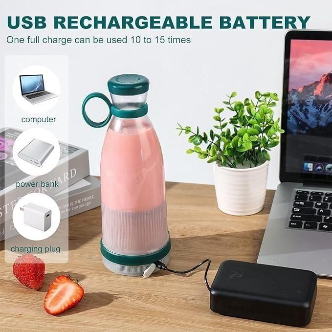 Travel Portable Mini USB Juice Blender | Rechargeable Smoothie Maker | 380ml Lightweight Juicer Bottle for Home, Office & Outdoor Use