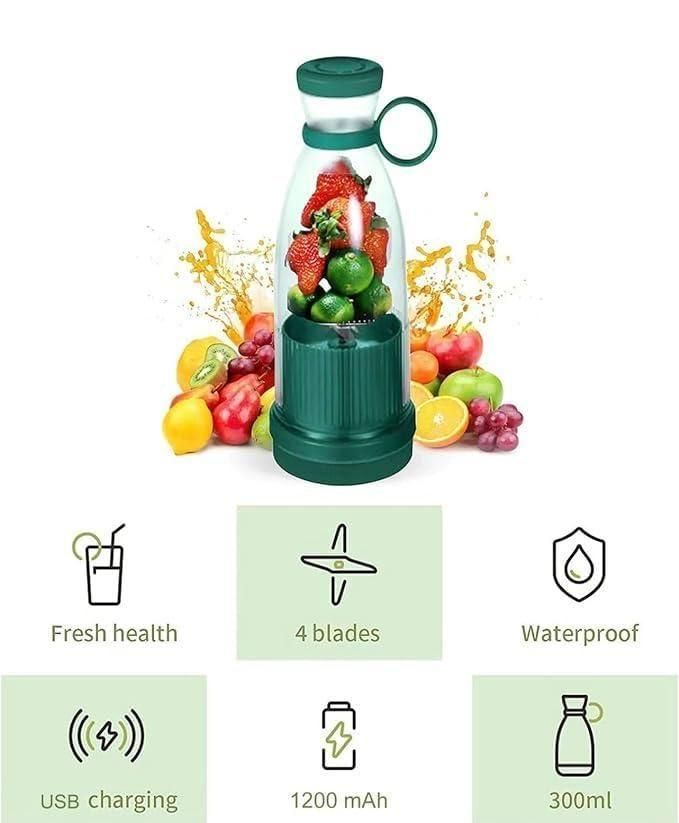 Travel Portable Mini USB Juice Blender | Rechargeable Smoothie Maker | 380ml Lightweight Juicer Bottle for Home, Office & Outdoor Use