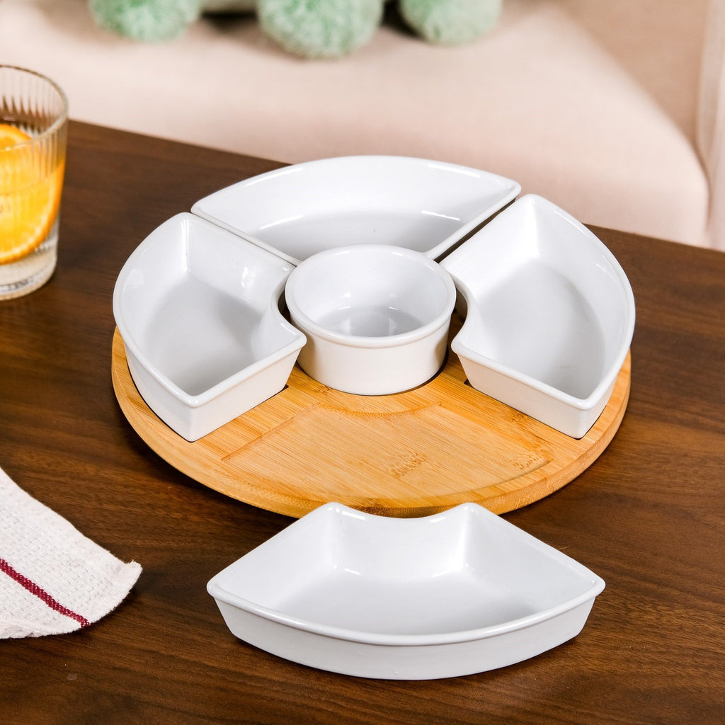 Chip And Dip White Ceramic Platter