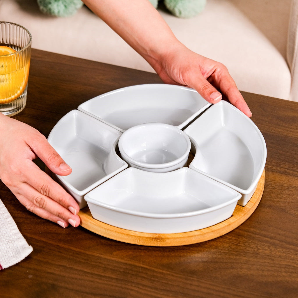 Chip And Dip White Ceramic Platter