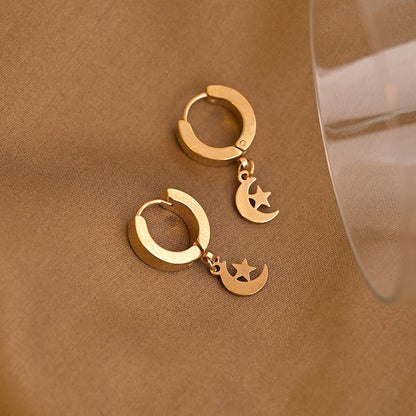 Star Moon Hoop Earrings