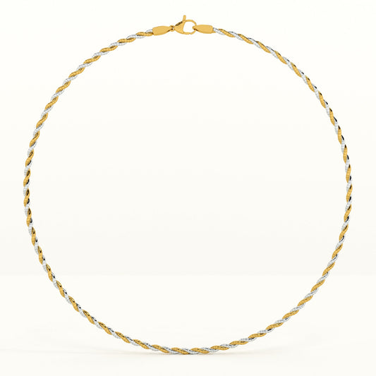Two-Tone Twisted 925 Sterling Silver Necklace
