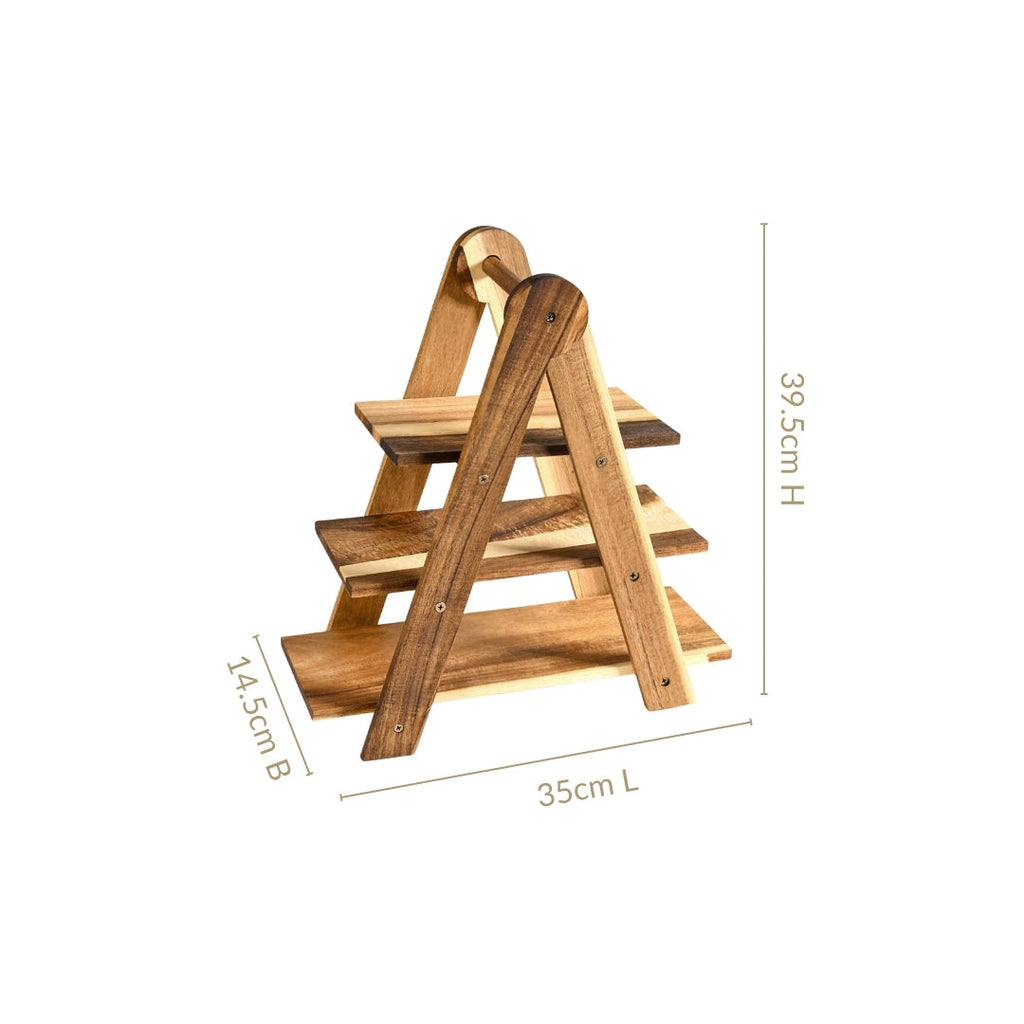 3 Tier Acacia Wood Serving Platter Stand