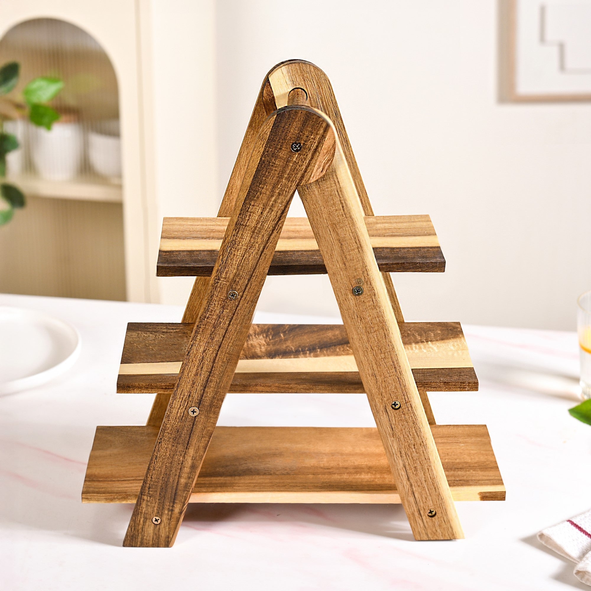 3 Tier Acacia Wood Serving Platter Stand