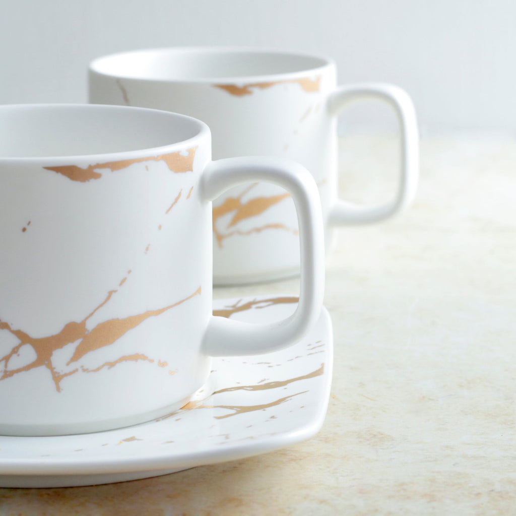 Marble Tea Cup and Saucer