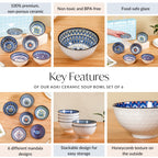 Aoki Ceramic Soup Bowl Set Of 6 300ml