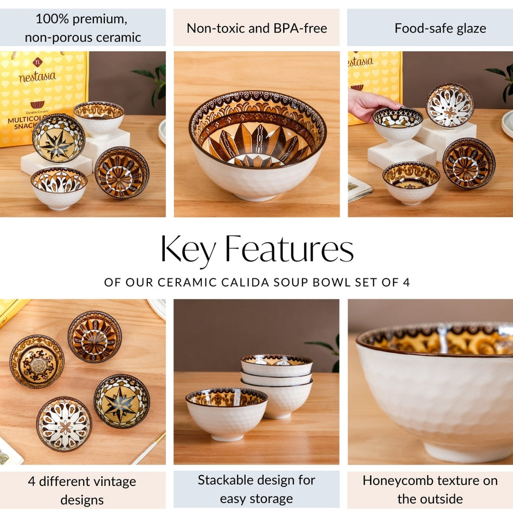 Ceramic Calida Soup Bowl Set Of 4 300ml