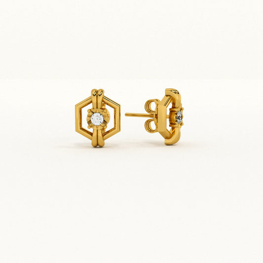 Sleek & Chic 9KT Gold Lab Grown Diamond Stud Earring