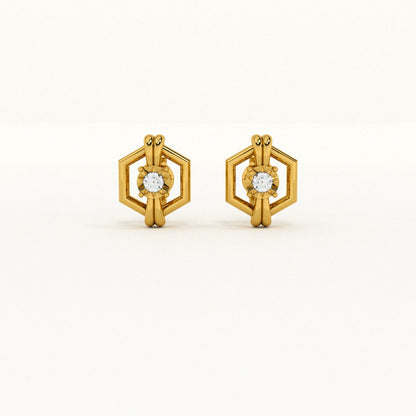Sleek & Chic 9KT Gold Lab Grown Diamond Stud Earring