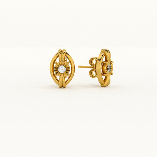 Ornate Glow 9KT Gold Lab Grown Diamond Stud Earring