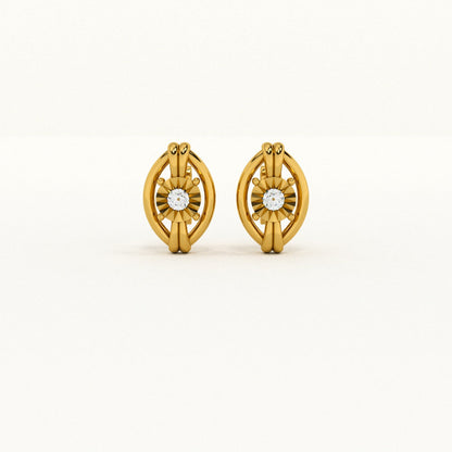 Ornate Glow 9KT Gold Lab Grown Diamond Stud Earring