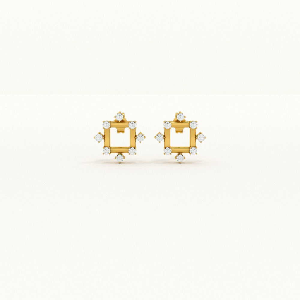 Elegant Edges 9KT Gold Lab Grown Diamond Stud Earring