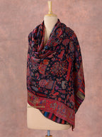 Classic Black Women's Woollen Shawl with Floral Pattern