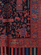 Classic Black Women's Woollen Shawl with Floral Pattern