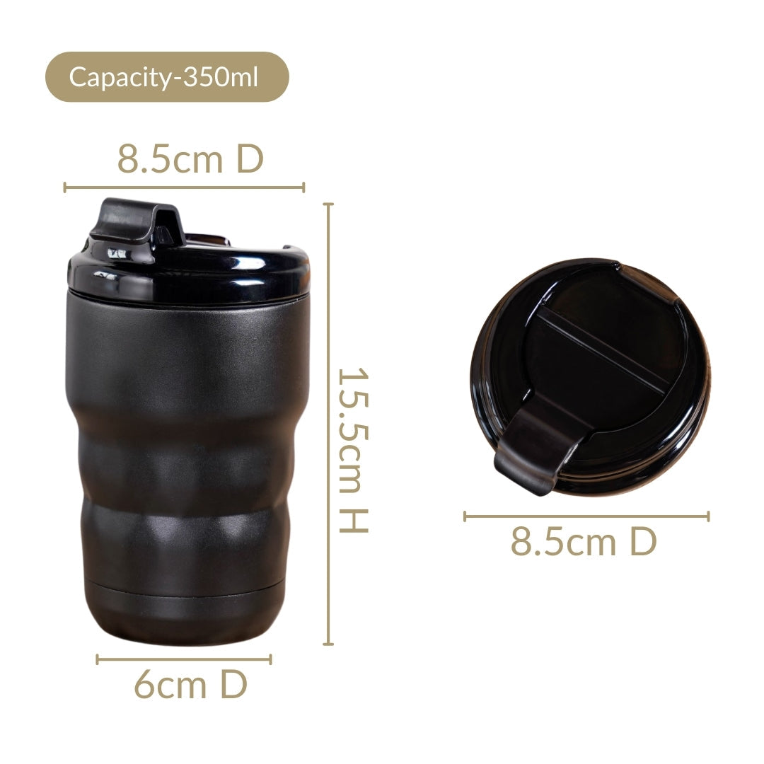 Brewster Stainless Steel Spill Proof Coffee Tumbler Black Noir 350ml