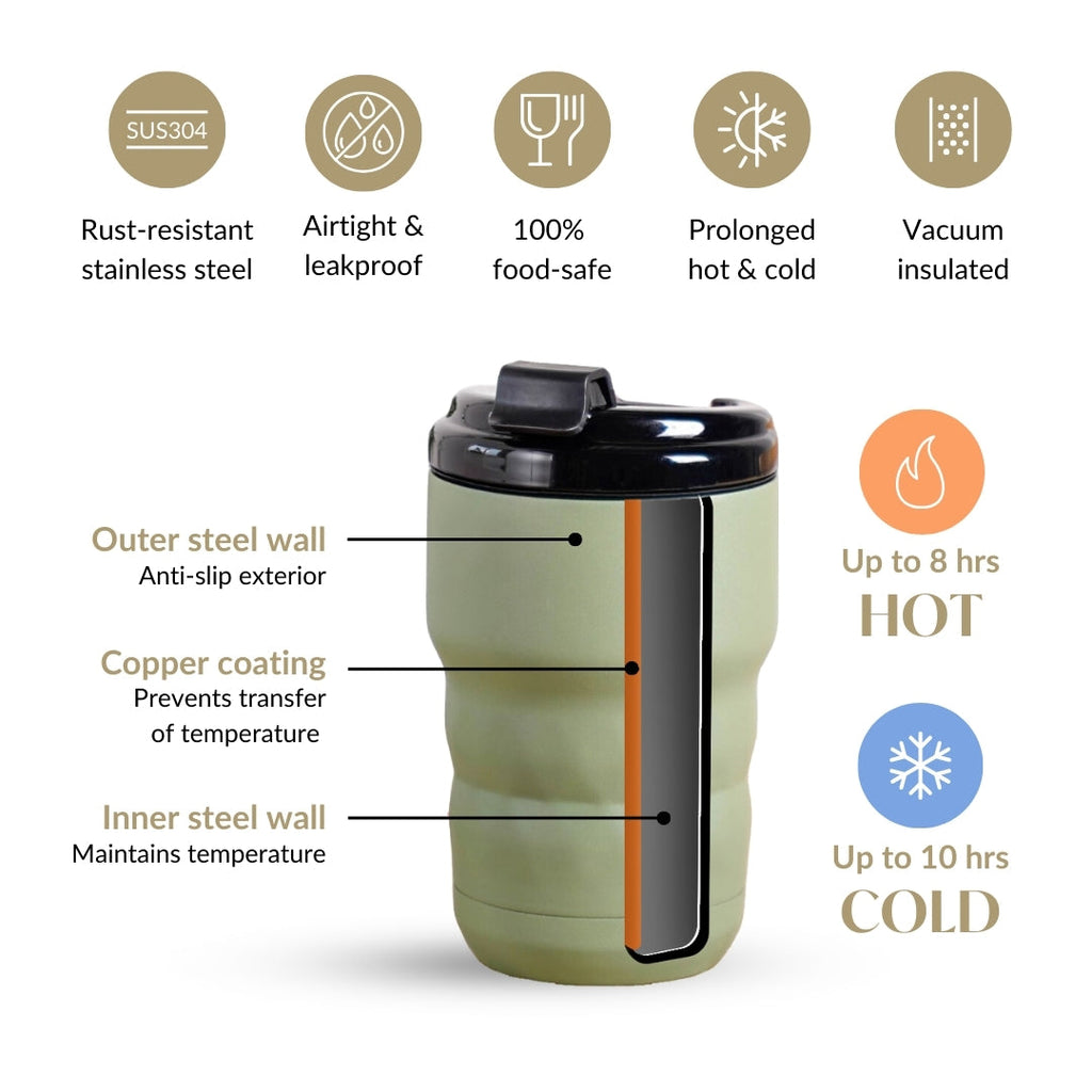 Brewster Insulated Travel Coffee Tumbler Seaweed Green 350ml