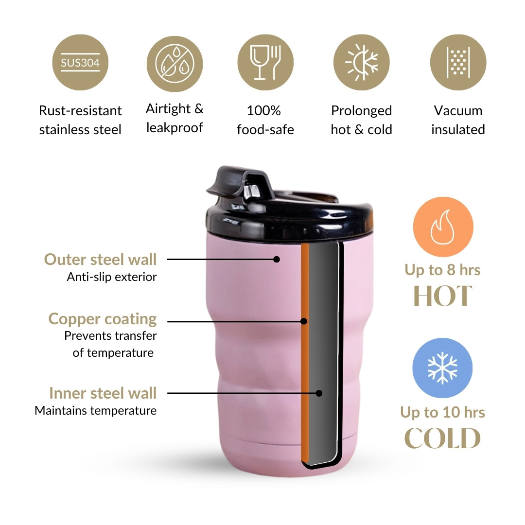 Brewster Stainless Steel Portable Coffee Mug Wistful Mauve 350ml