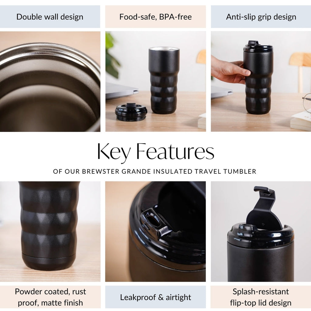 Brewster Grande Insulated Travel Tumbler Black Noir 590ml