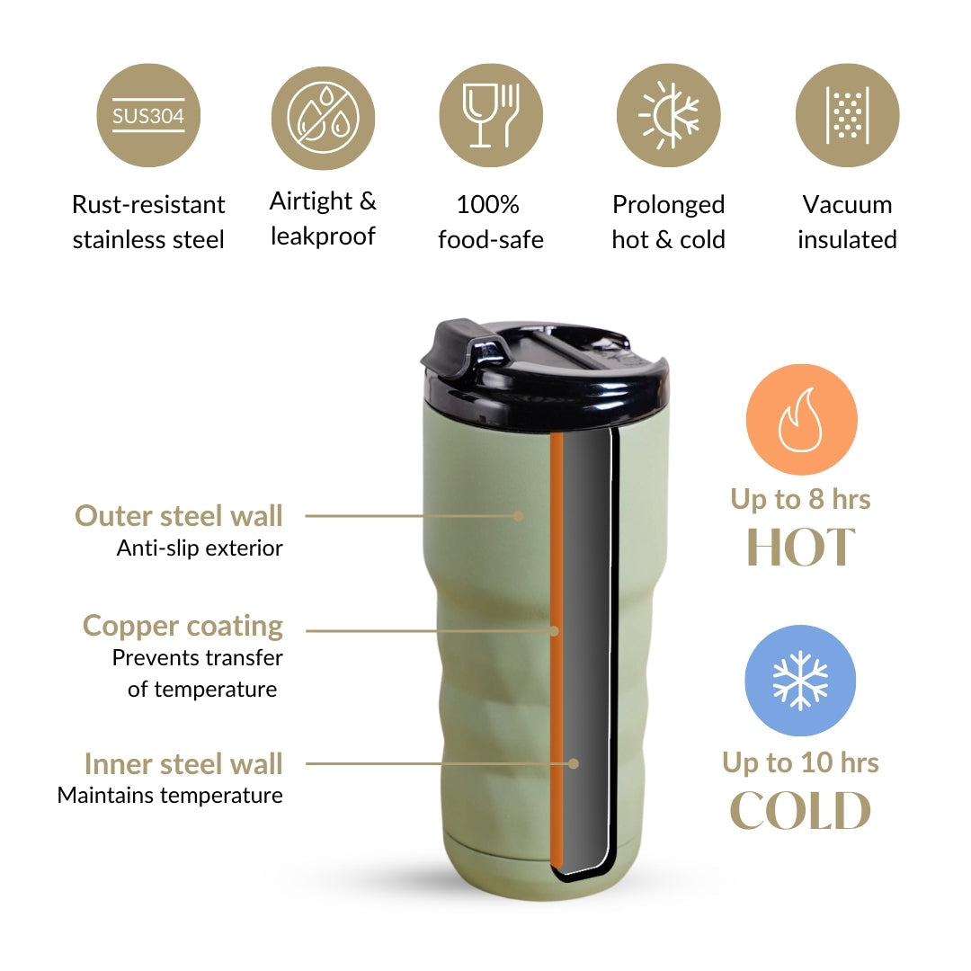 Brewster Grande Vacuum Copper Insulated Travel Flask Seaweed Green 590ml
