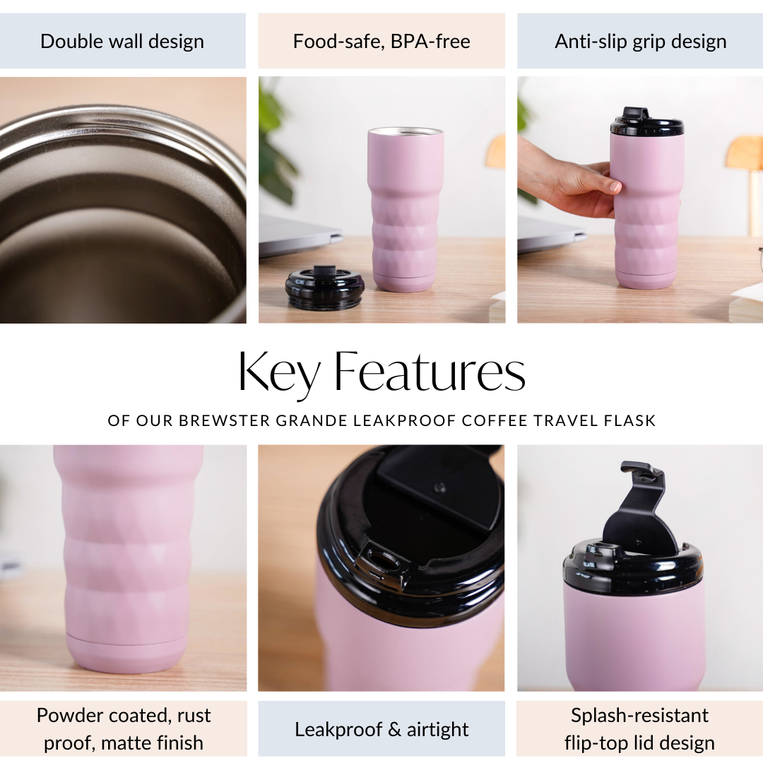Brewster Grande Leakproof Travel Flask Wistful Mauve 590ml
