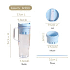 Citrify Transparent Fruit Infuser Water Bottle With Handle Ice Blue 1210ml