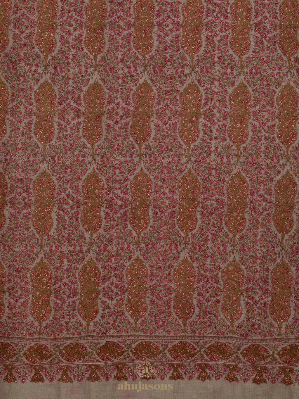 Elegant Handloom Pashmina Shawl Jama Weave in Beige