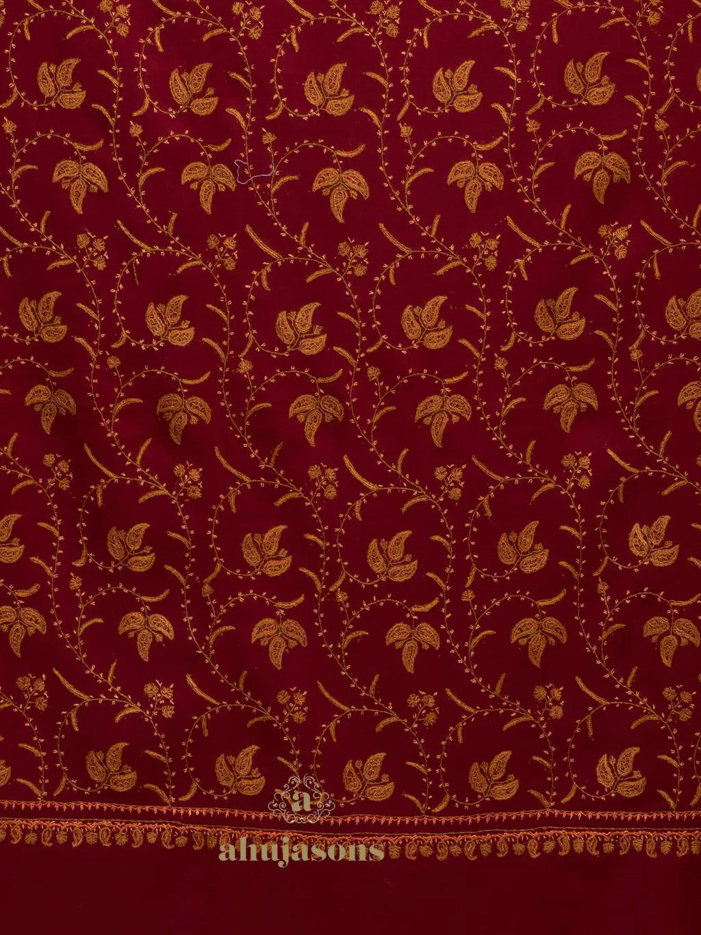 Classic Cashmina Shawl with Jaal Pattern in Maroon