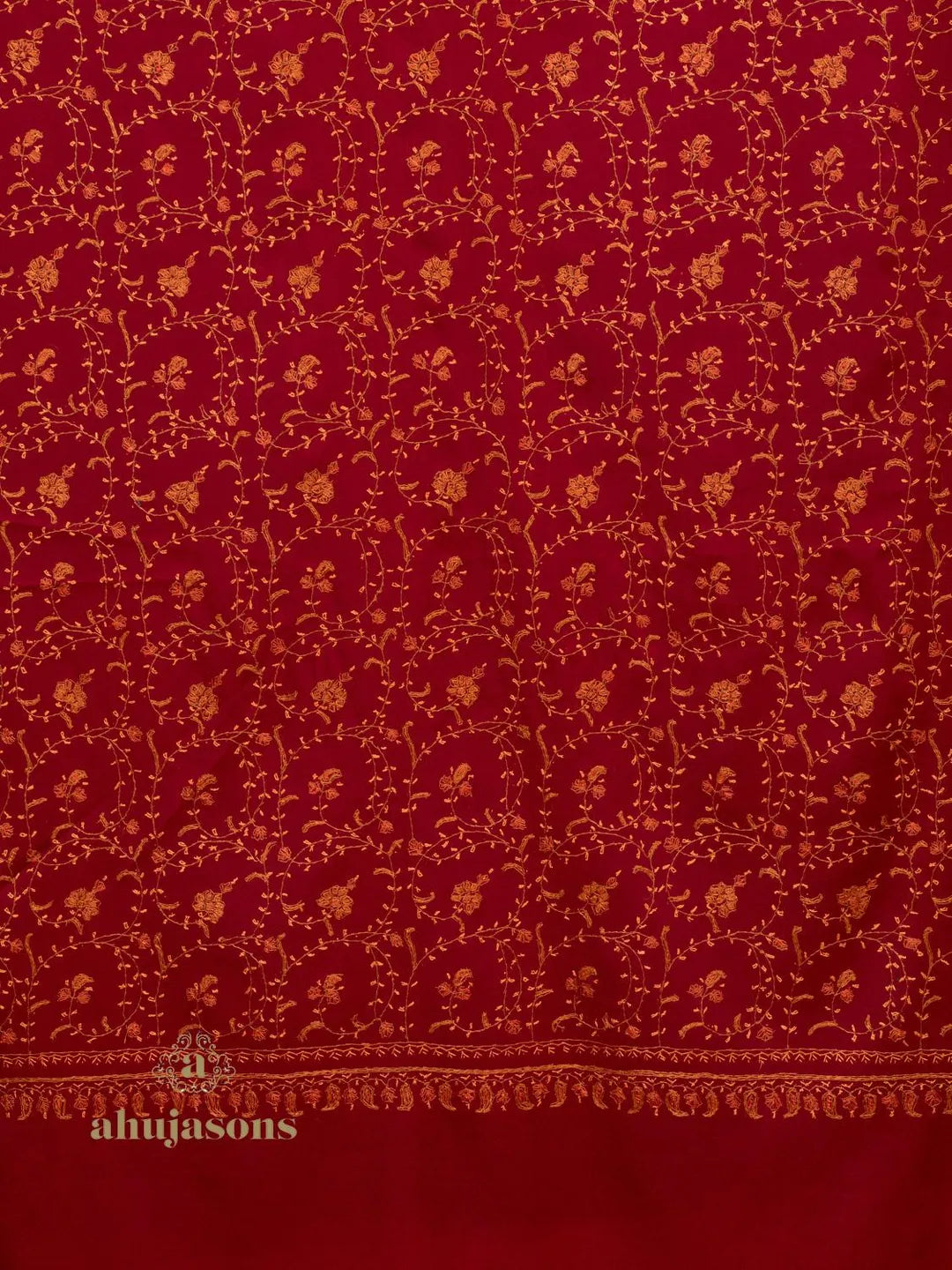 Classic Cashmina Shawl with Jaal Pattern in Maroon