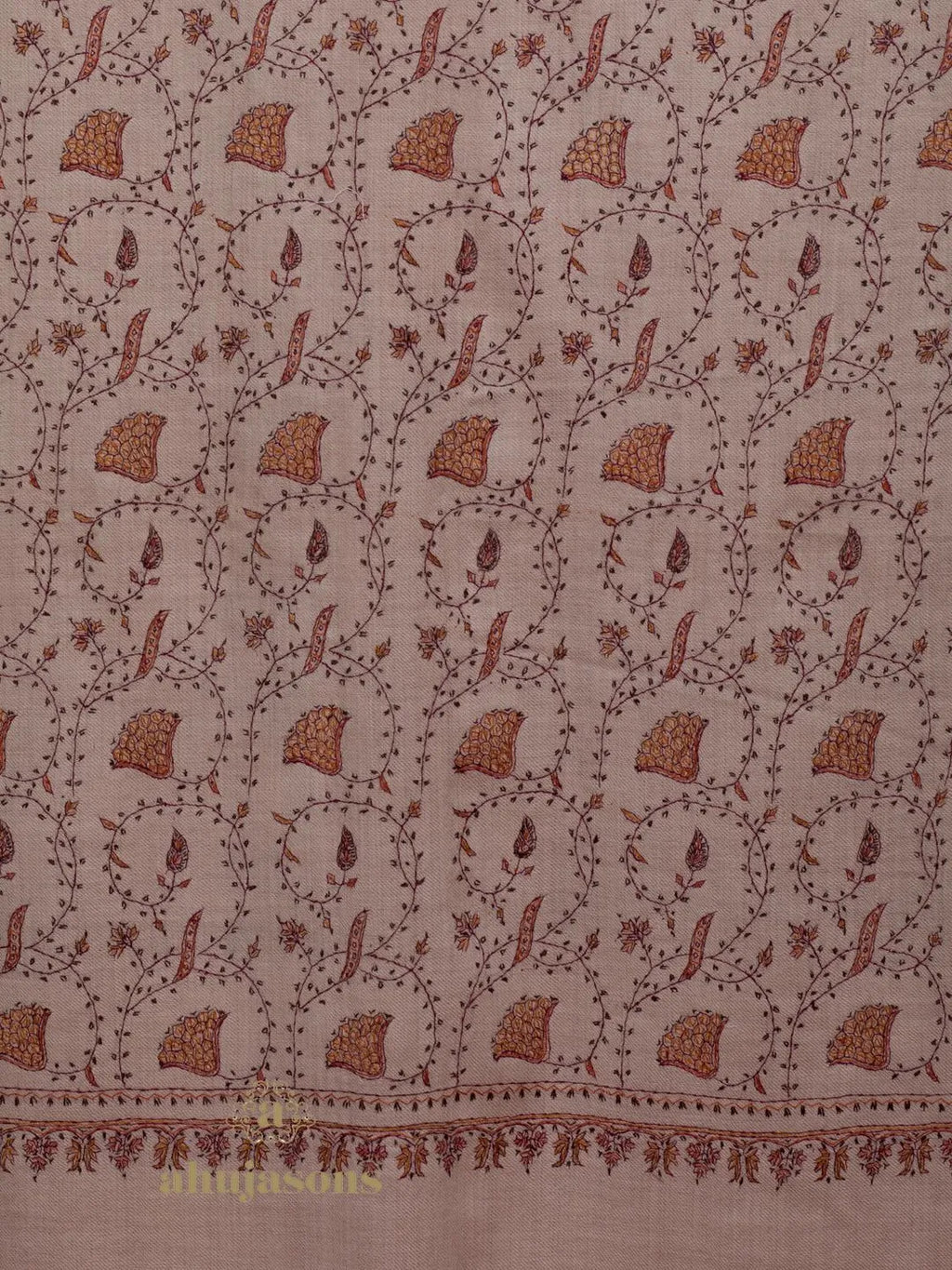 Classic Cashmina Shawl with Jaal Pattern in Beige