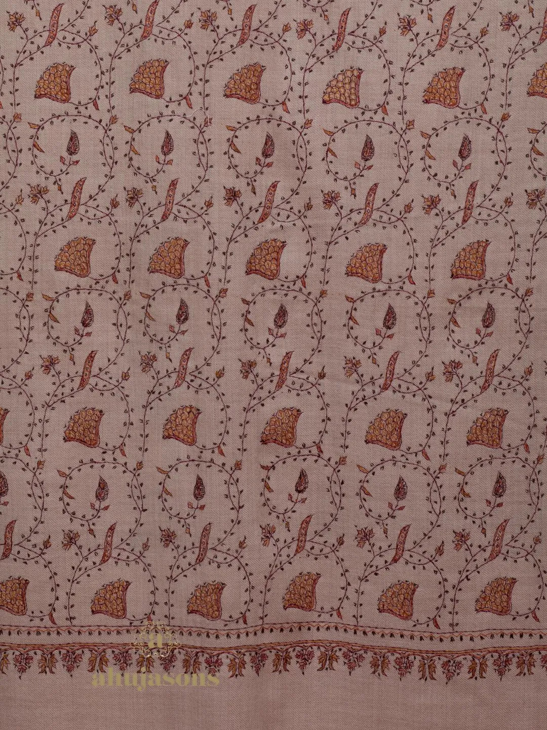 Classic Cashmina Shawl with Jaal Pattern in Beige