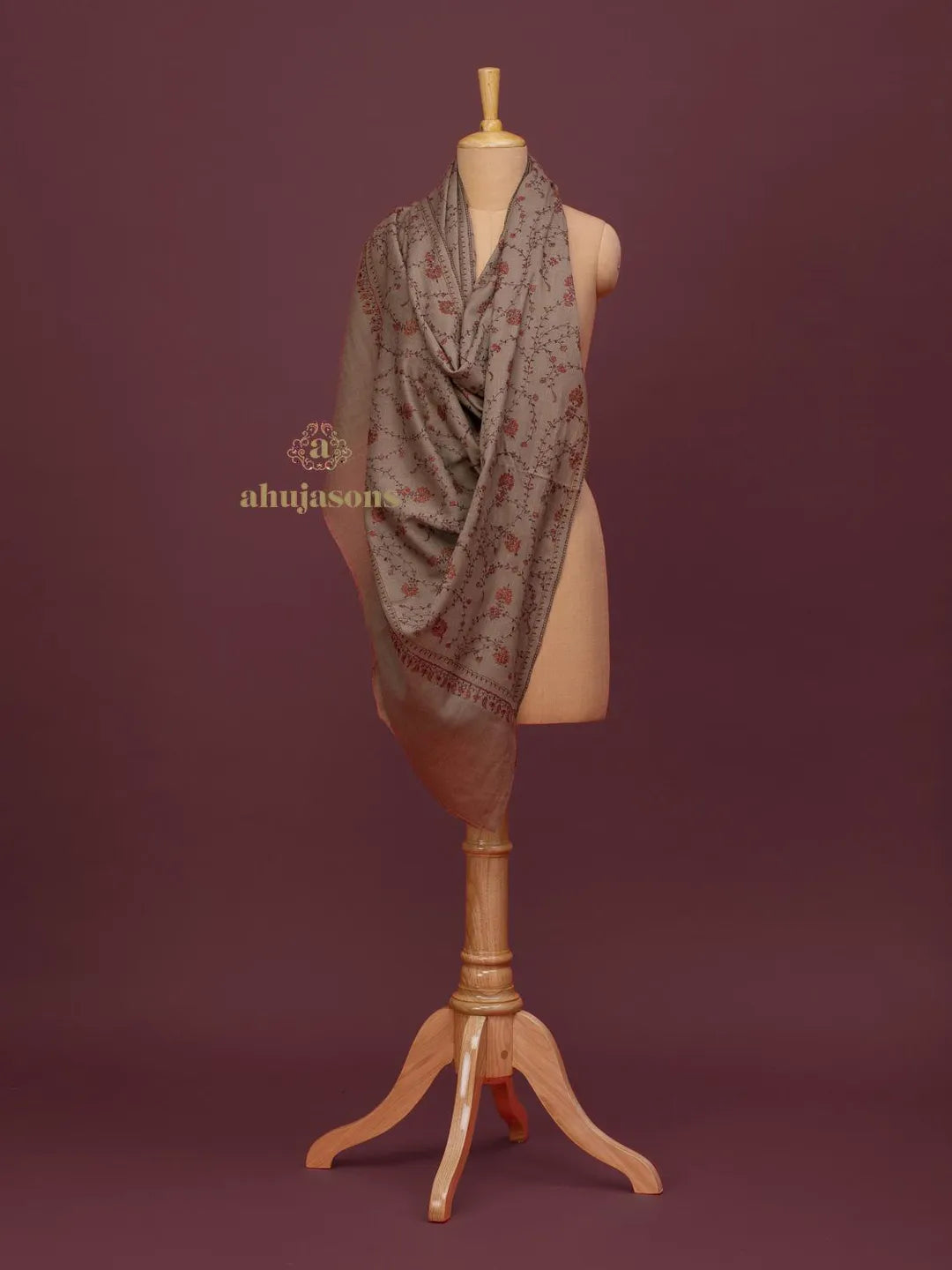 Elegant Cashmina Shawl with Jaal Pattern in Beige