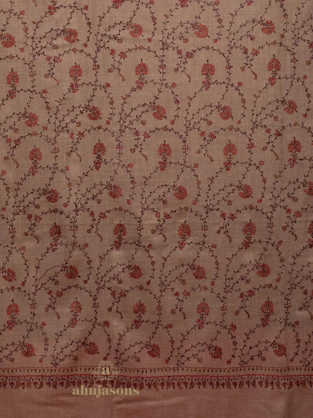 Elegant Cashmina Shawl with Jaal Pattern in Beige