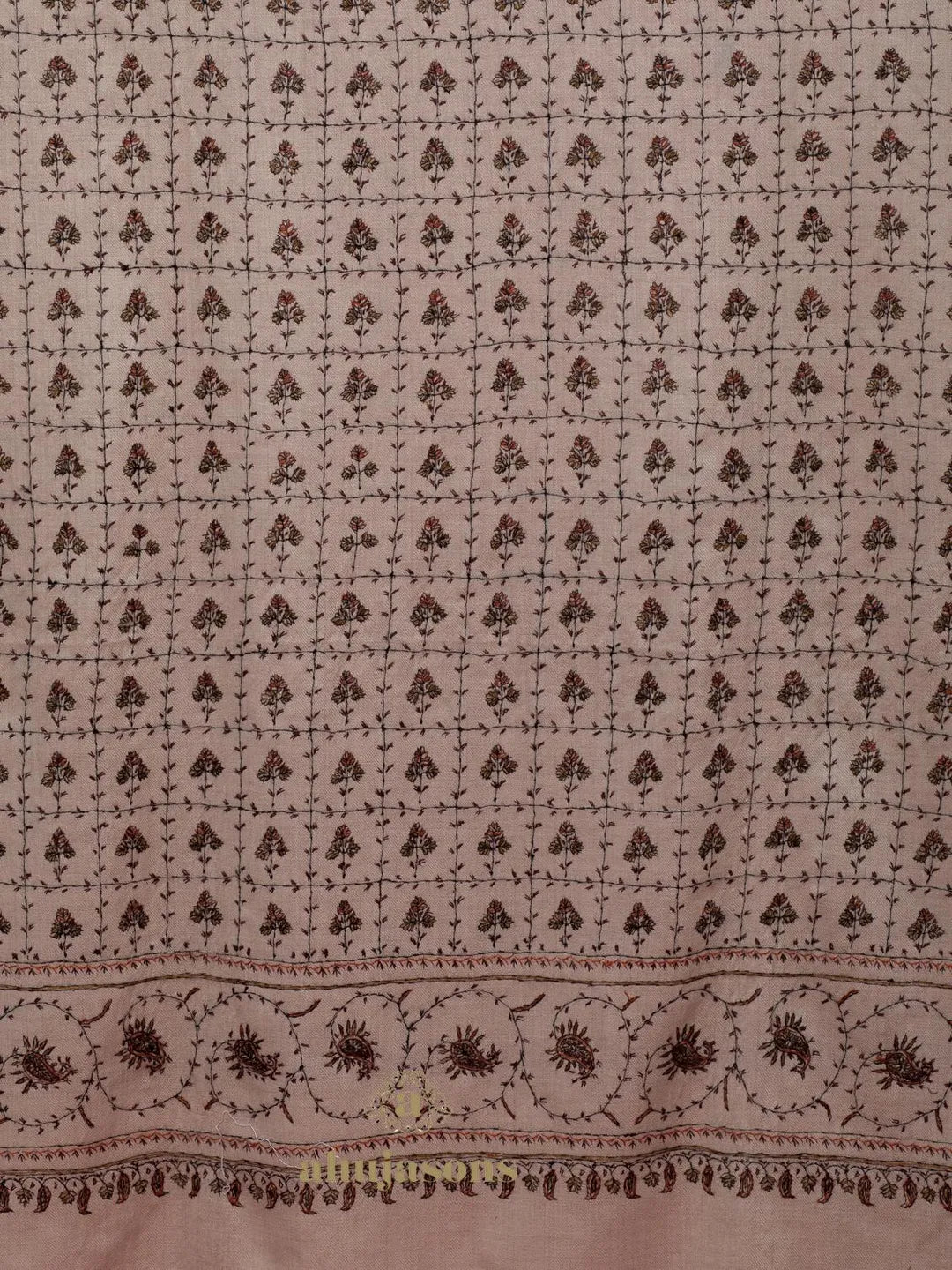 Elegant Cashmina Shawl with Jaal Pattern in Grey