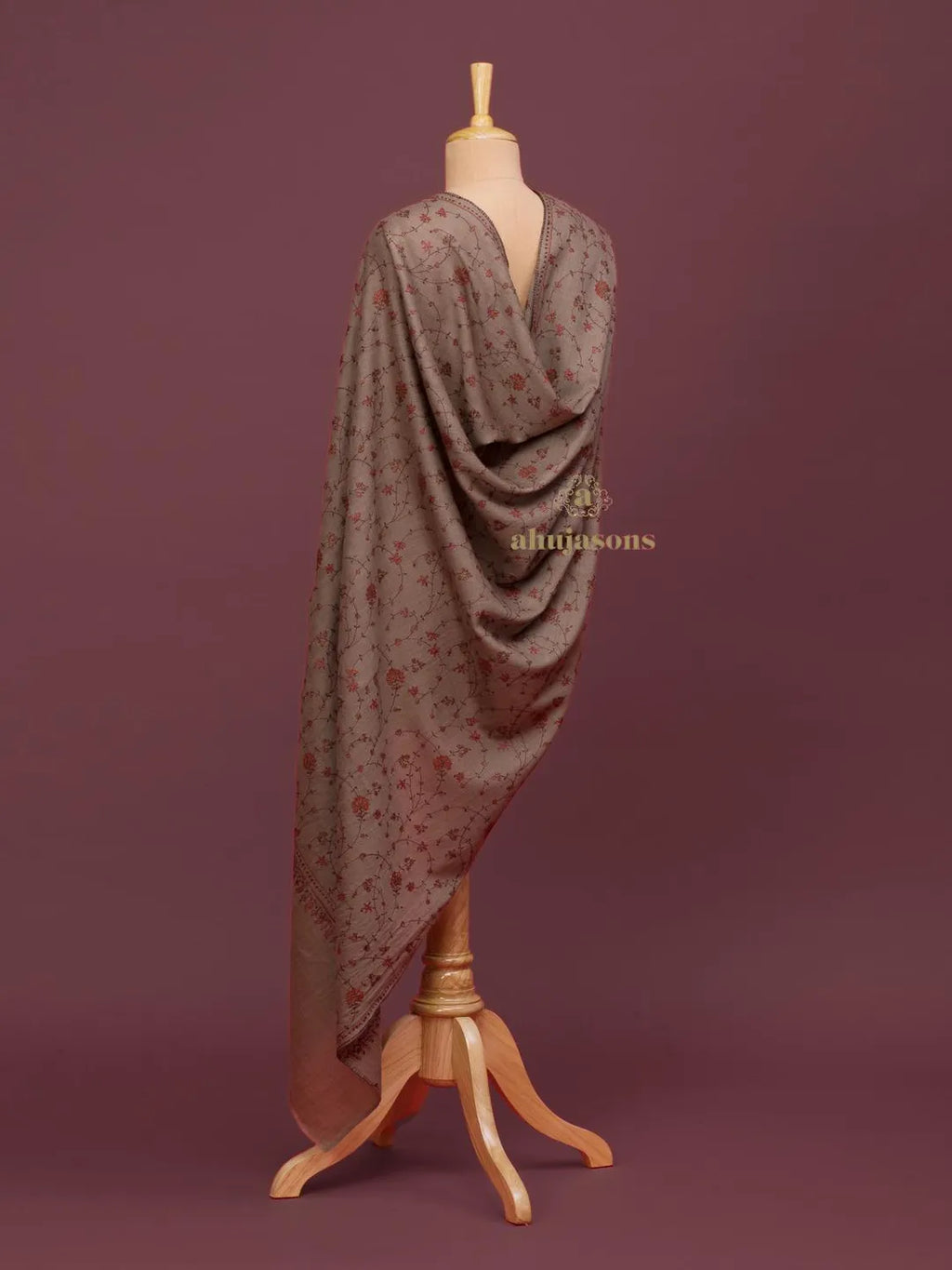 Classic Cashmina Shawl with Jaal Pattern in Beige