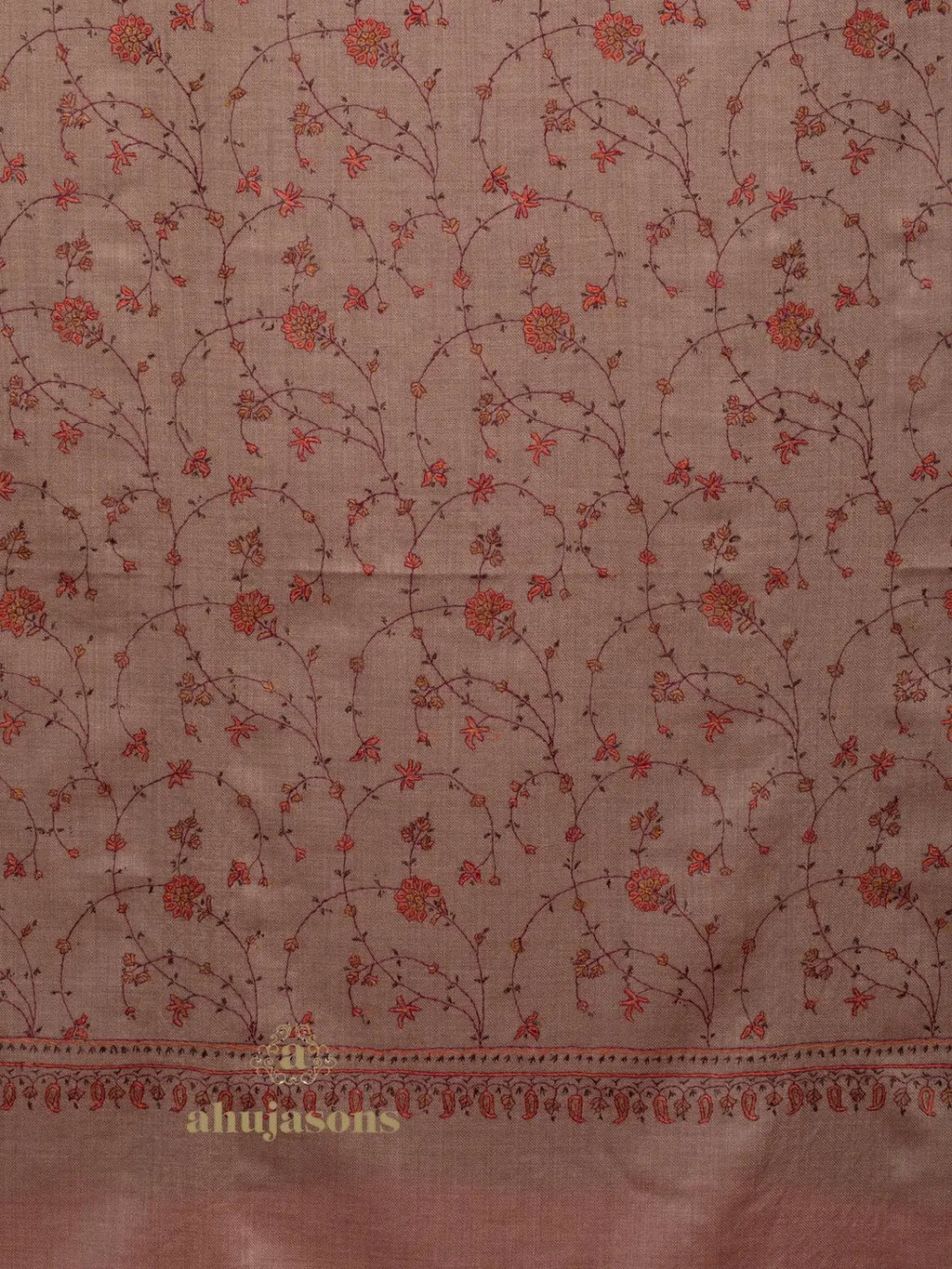 Classic Cashmina Shawl with Jaal Pattern in Beige