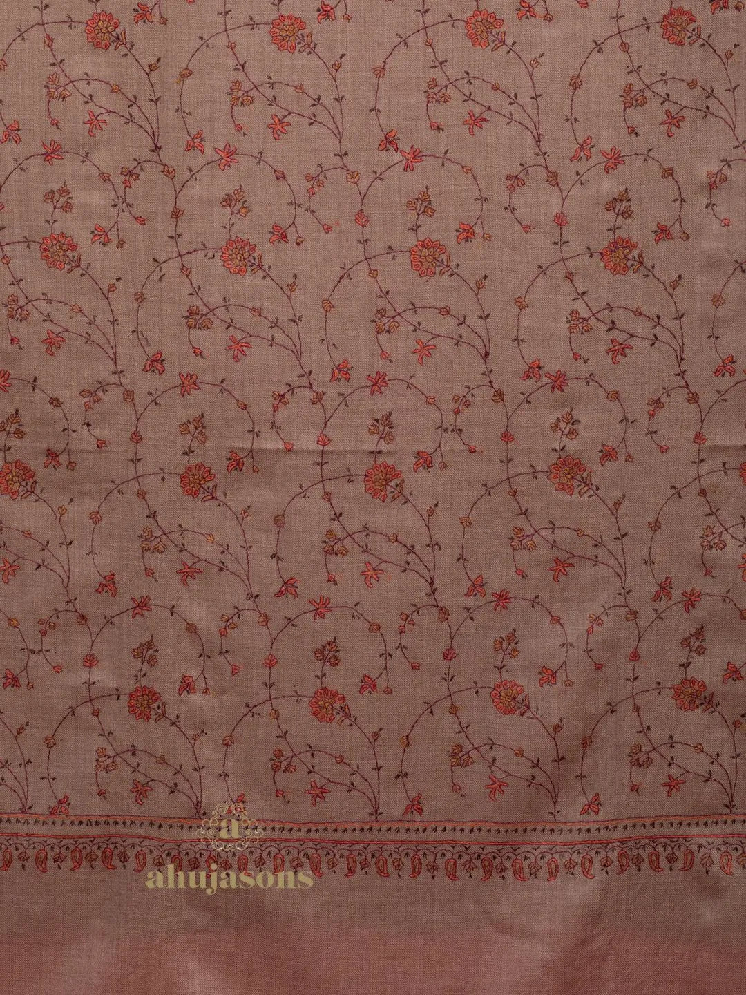 Classic Cashmina Shawl with Jaal Pattern in Beige