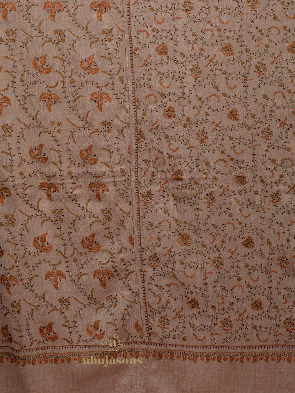 Classic Cashmina Shawl with Jaal Pattern in Beige