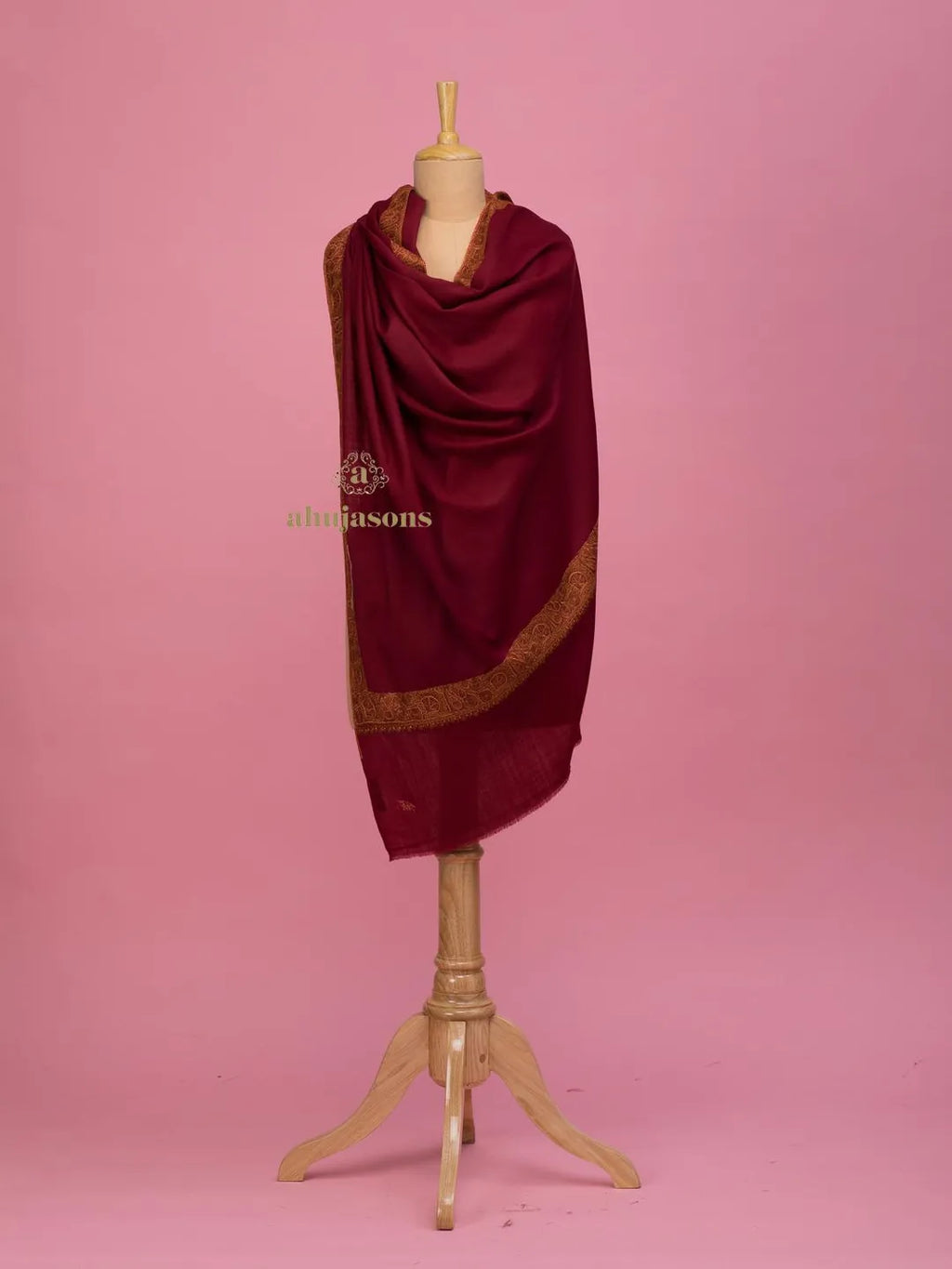 Elegant Cashmina Shawl with Jama Pattern in Maroon