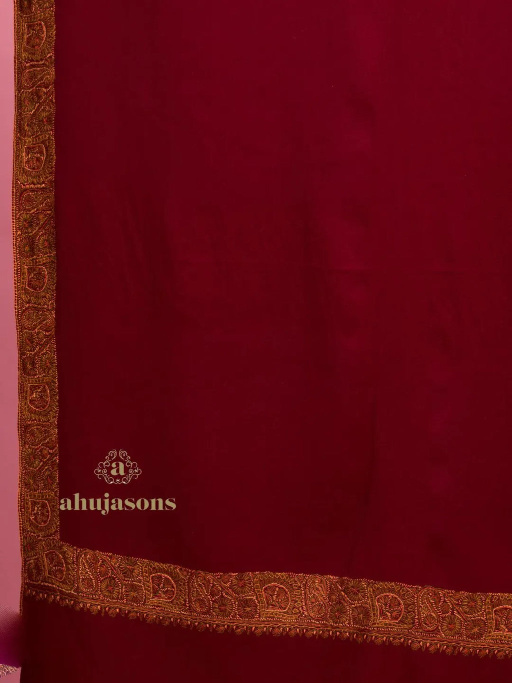 Elegant Cashmina Shawl with Jama Pattern in Maroon