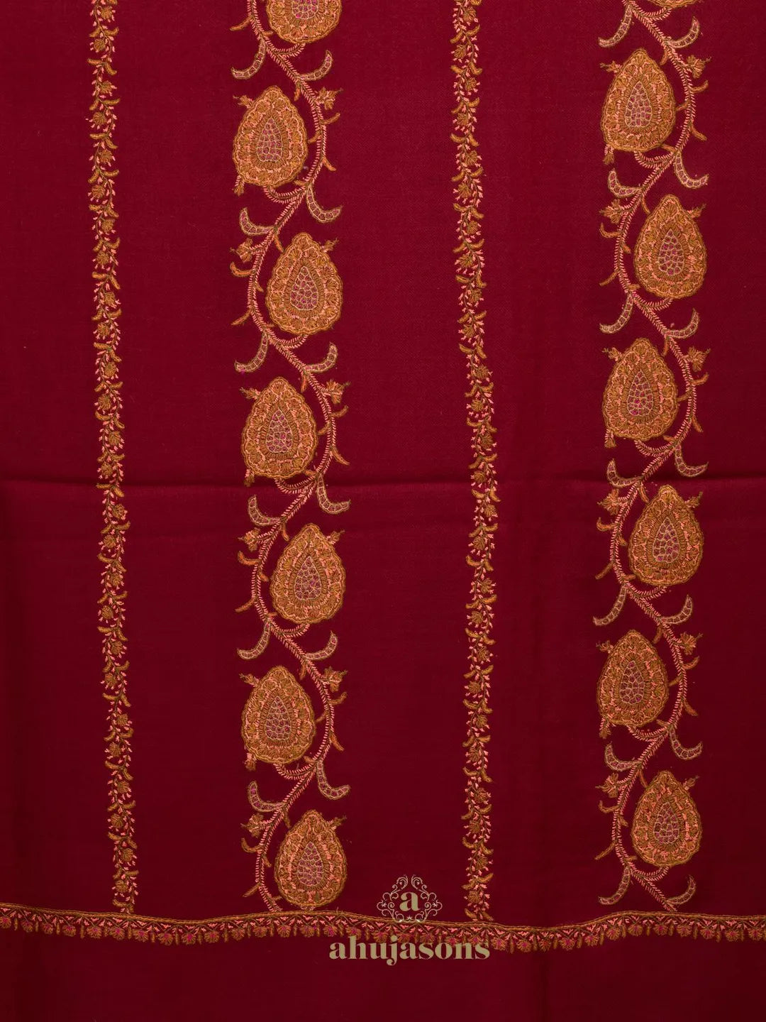Elegant Cashmina Shawl with Jaal Pattern in Maroon